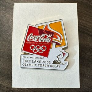 Coca-Cola Coke Olympic Torch Relay Enamel Lapel Pin Salt Lake 2002 Vintage